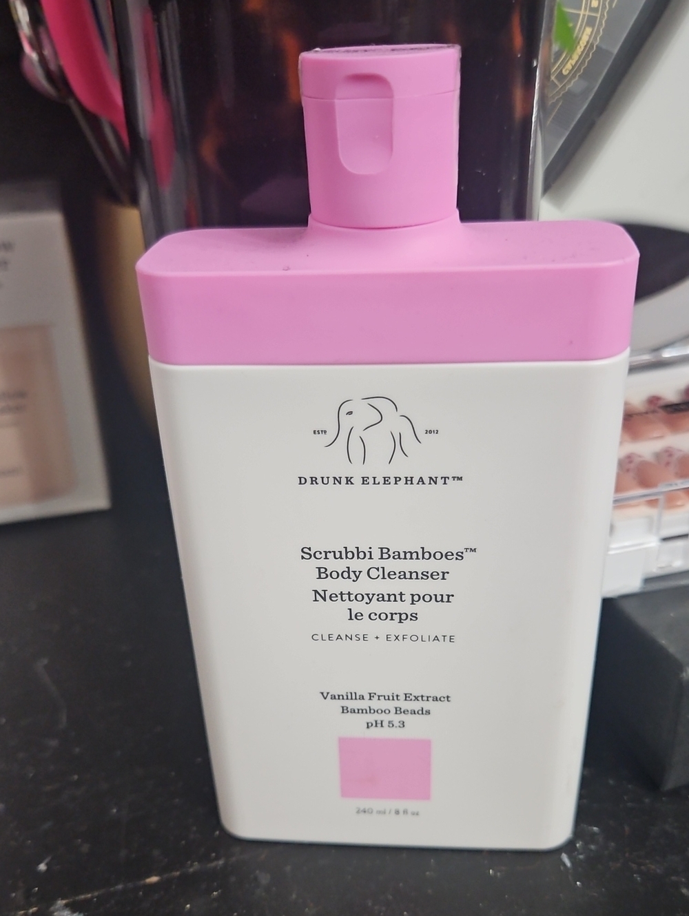 Drunk Elephant Pink & White Scrubbi Bamboos™ Body Cleanser